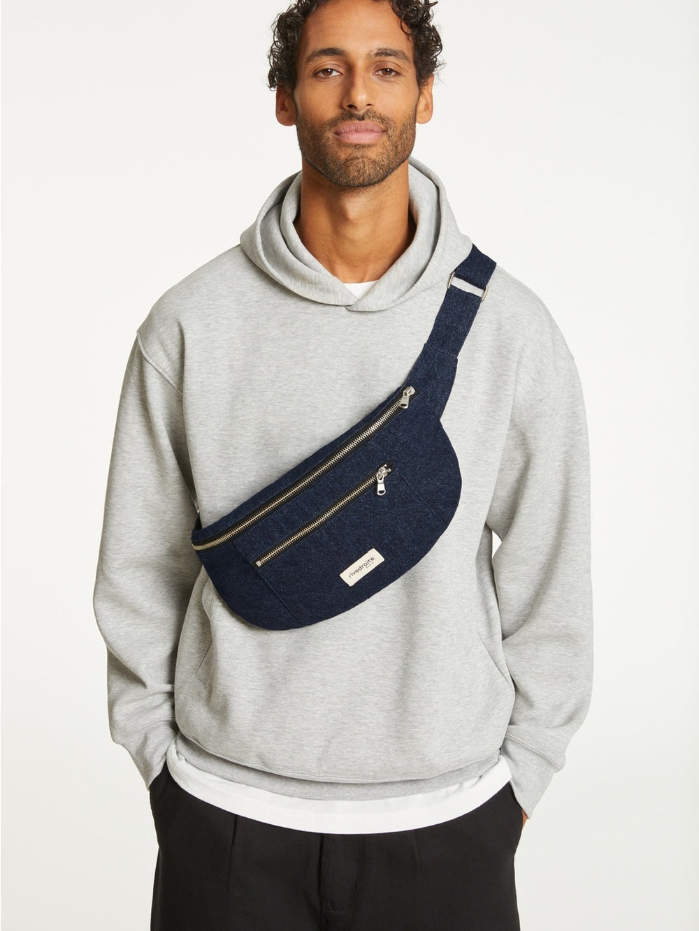 Men's Rivedroite Paris Orsel Crossbody Bag Denim Handsfree Bumbag